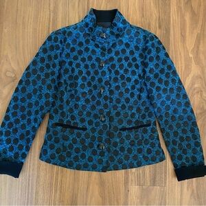 Carlisle Blue Black Polka Dot Jacket Size 4